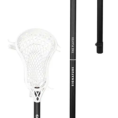 signature lacrosse stick  metal shaft  players lacrosse stick (black/white/white, 60)