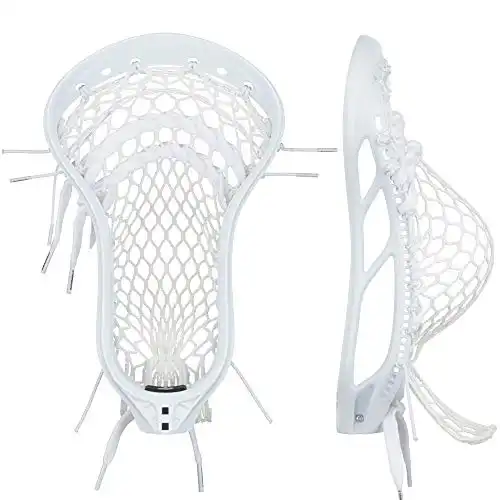 stringking men’s mark 2f faceoff lacrosse head strung with type 4f mesh (white/white)