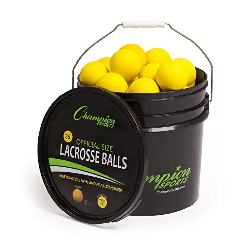 yellow champion sports lacrosse balls bucket