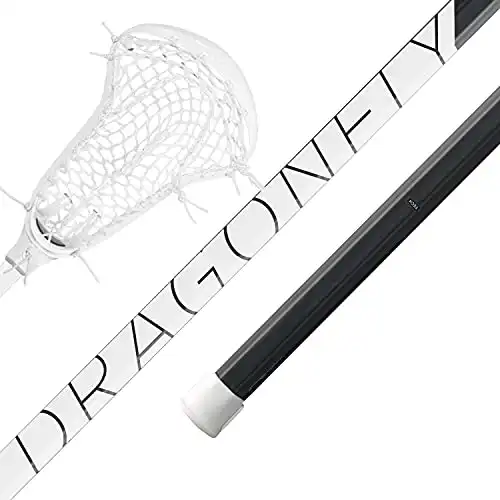 Epoch 2021 Women's Lacrosse Factory Set Up Complete Stick, Dragonfly Purpose 15° PRO 32" Shaft, Slim Concave Geometry, 7/8" Diameter, iQ9, Pro Mesh Pocket, White-S32