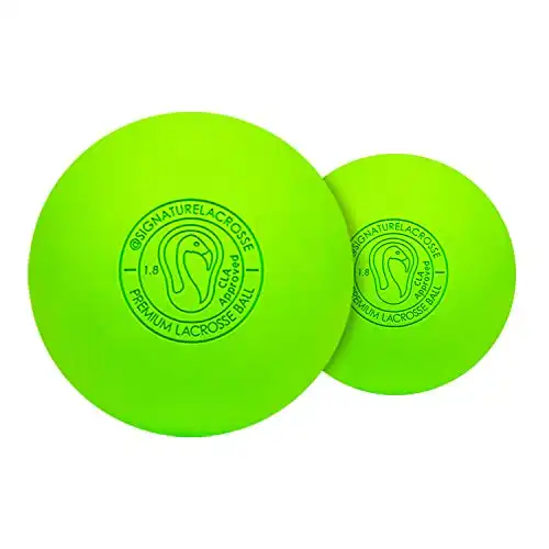 Signature Lacrosse Ball Set - Massage Balls, Myofascial Release Tools, Back Roller, Muscle Knot Remover, Firm Rubber -Scientifically Designed for Durability (Green, 2 Balls)